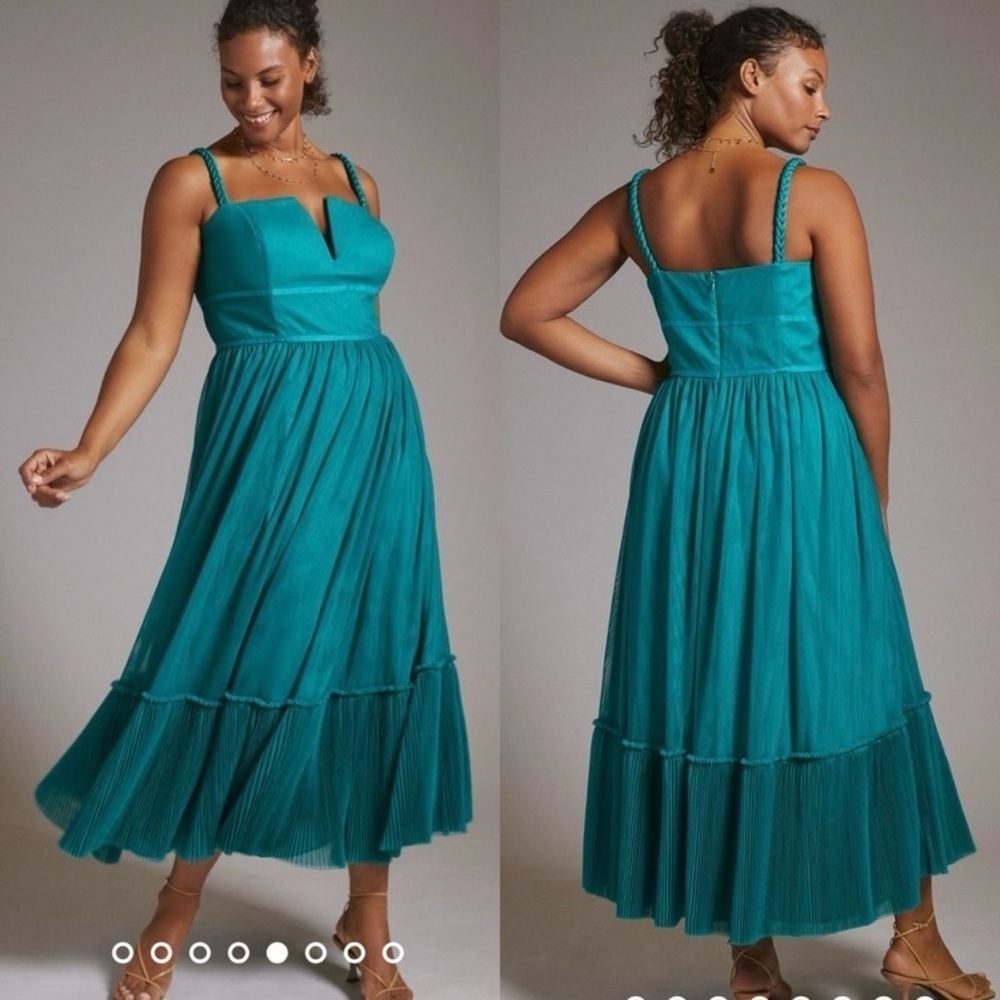 $240 NWT Anthropologie Hutch Sz 12 Square Neck Tulle Maxi Dress Sweetheart Neck